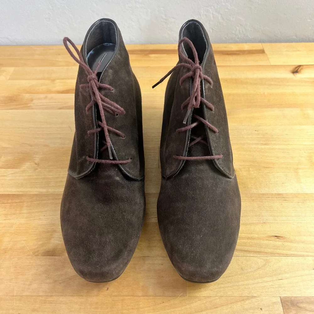 Munro Suede Leather Lace Up‎ Wedge Ankle Booties Boots Size 9.5 Brown Comfort
